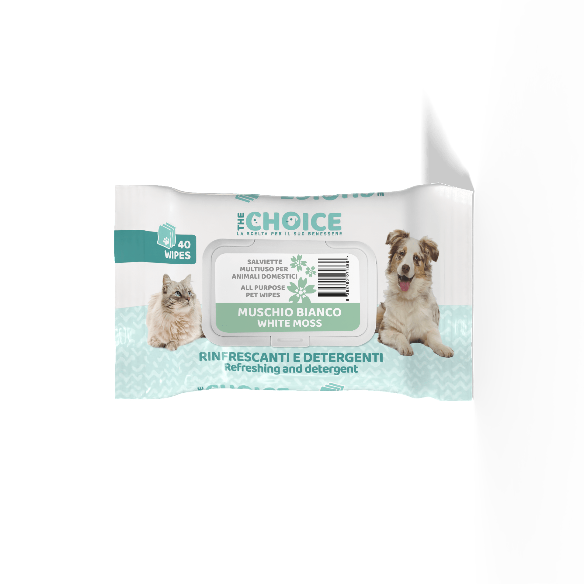 The Choice 40 Salviettine Detergenti 30x20cm Muschio Bianco